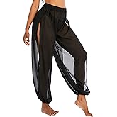 American Trends Womens Swimsuits Cover Up Pants for Women Ruffle High Waist Swimwear Pants Sheer Beach Bikini Bottoms