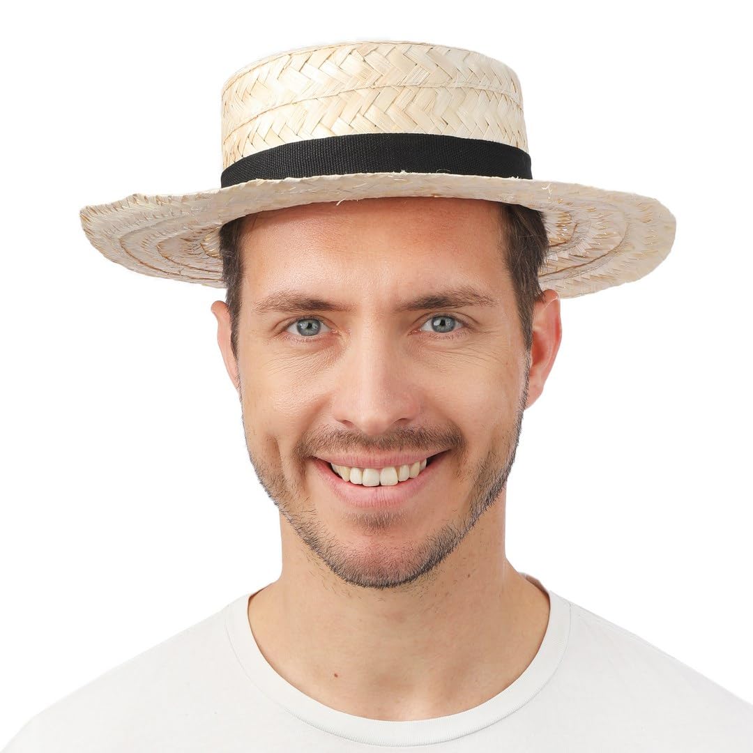P'tit Clown 27010 Adults' Straw Boater Hat – Beige