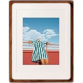 FLECHAZO 8x10 Picture Frame Wood with 5x7 and 6x8 Mat, Natural Solid Walnut Wooden 8 by 10 Photo Frames for Tabletop or Wall Mounting Display
