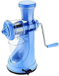 Whopper Citrus Juicer Hand Press Manual Fruit Juicer Metal Juice Squeezer Heavy Duty Orange Juicer Citrus Orange Lemon Lime Pomegranate with Vacuum Locking System (Blue)
