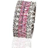 AZQ 925 Sterling Silver Shiny Full Diamond Ring 18K Gold Cocktail Rings Round Cut Cubic Zirconia Promise Rings CZ Diamond Halo Ring Eternity Engagement Wedding Band Ring for Women TZ.110