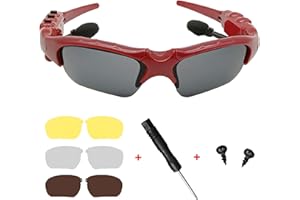 KONLEYA Wireless Bluetooth Sunglasses for Men Women Music Headset Headphone Smart Glasses V4.1 Stereo Handfree Headphone + Replaceable 3 Pair Polarized Lenses