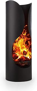 blumfeldt Verdon Gartenkamin Terrassenofen, Stahl, FireView-Konzept, feuerresistent, rostfrei, inklusive Holzkohlerost und Aschekasten, sicherer Stand, Schwarzgrau