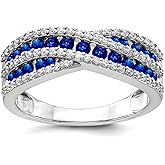 JewelryWeb 14k White Gold Diamond and Sapphire Fancy Ring Size 7 Ring for Women