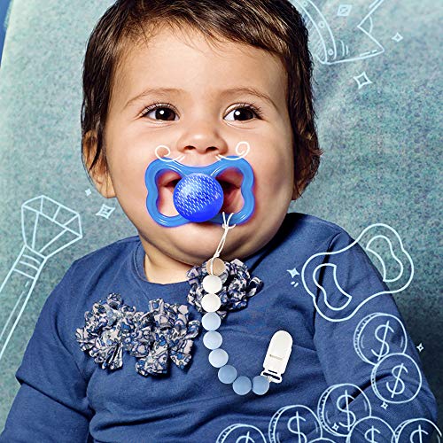 MCGMITT Pacifier Clip Boys, Silicone Binky Teether Holder BPA Free Teething Beads for Baby, 2 Pack Shower Gift Set (Blue) - Thumbnail 6