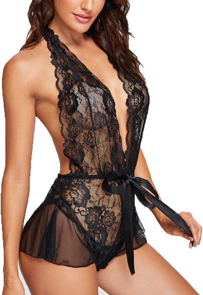 2019 KAKAT Clearance On Sale Hot Sale- Womens Sexy Lingerie Lace with Satin Babydolls Sets Comfortable Retractable Sling Nightwear