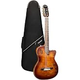 WishMade Acoustic Electric Classical Guitar Nylon String Hollow-Body TSB | Flamed Mahogany top,mahogany body, rosewood fingerboard, EQ, built-in pickup, for classical, jazz, flamenco, adults
