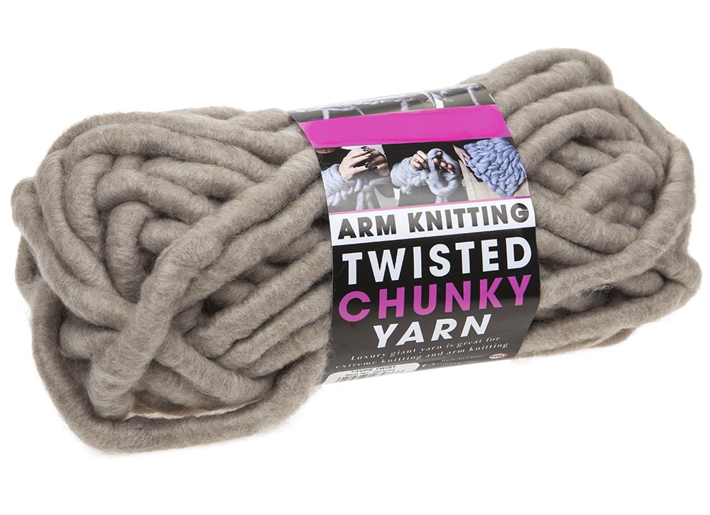 SHINE CHUNKY ARM KNITTING WOOL,250G & 12.5 METER, THICK SOFT YARN EXTREME KNITTING (TAUPE TWIST)
