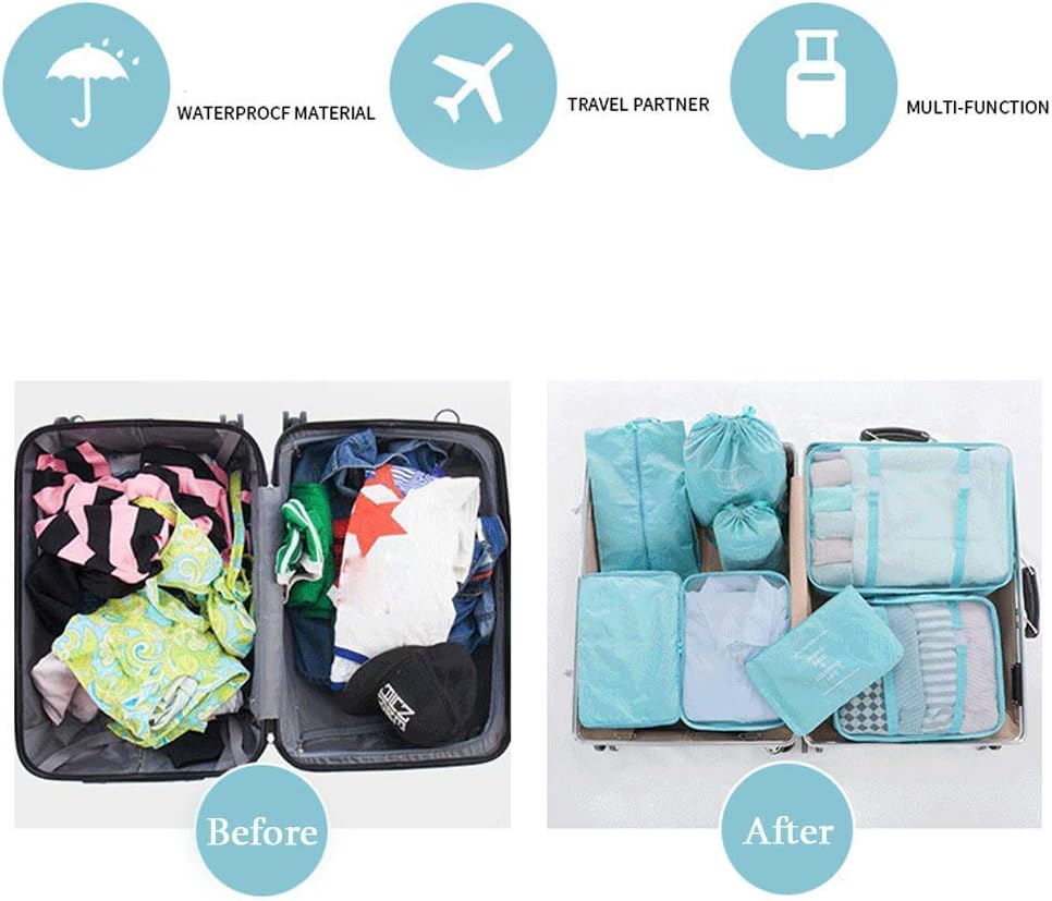 Meowoo Packing Cubes for Suitcases 8Pcs Set, Waterproof Travel Luggage Organizer with Shoes & Toiletries Bags - Image 5