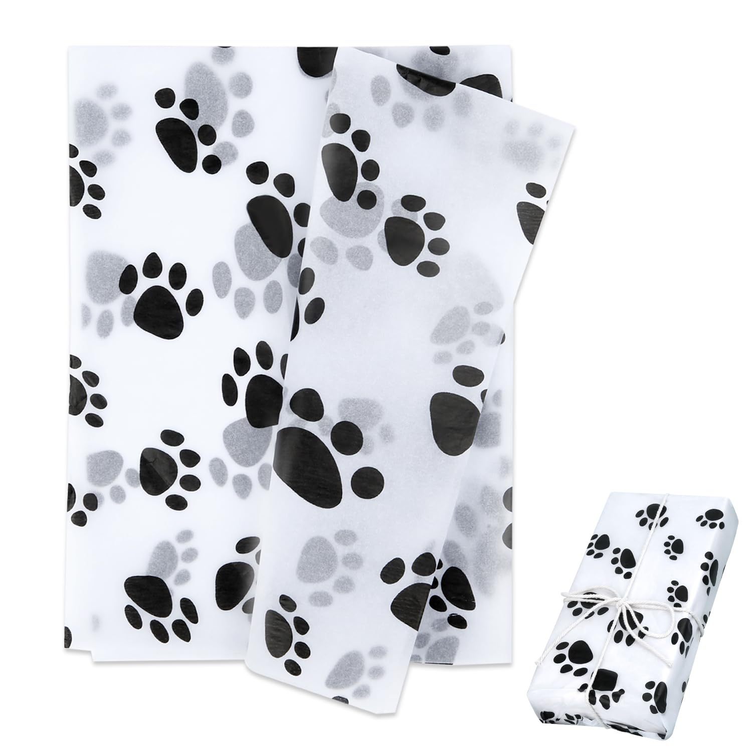 Dog Paw Tissue Paper, 30 Sheets Dog Wrapping Paper Cute Animal Paw Print Tissue Paper Puppy Paw Print Wrapping Paper for Gift Bags Wrapping and DIY Crafts, 19.69 x 13.78 in
