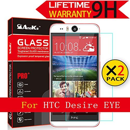 HTC Desire Eye Glass Screen Protector,[2 Pack] AnoKe(2.5D 0.3mm 9H) Best Tempered Glass Screen Protector Film Shield Guard For HTC Desire Eye Glass - 2Pack