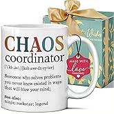 Koouyiedy Chaos Coordinator Mug, Chaos Coordinator Gifts for Women, Funny Boss Day Thank You Gift for Women, Boss, Coworkers, Employee Appreciation, Nurse, Teacher, Principal 11 OZ White