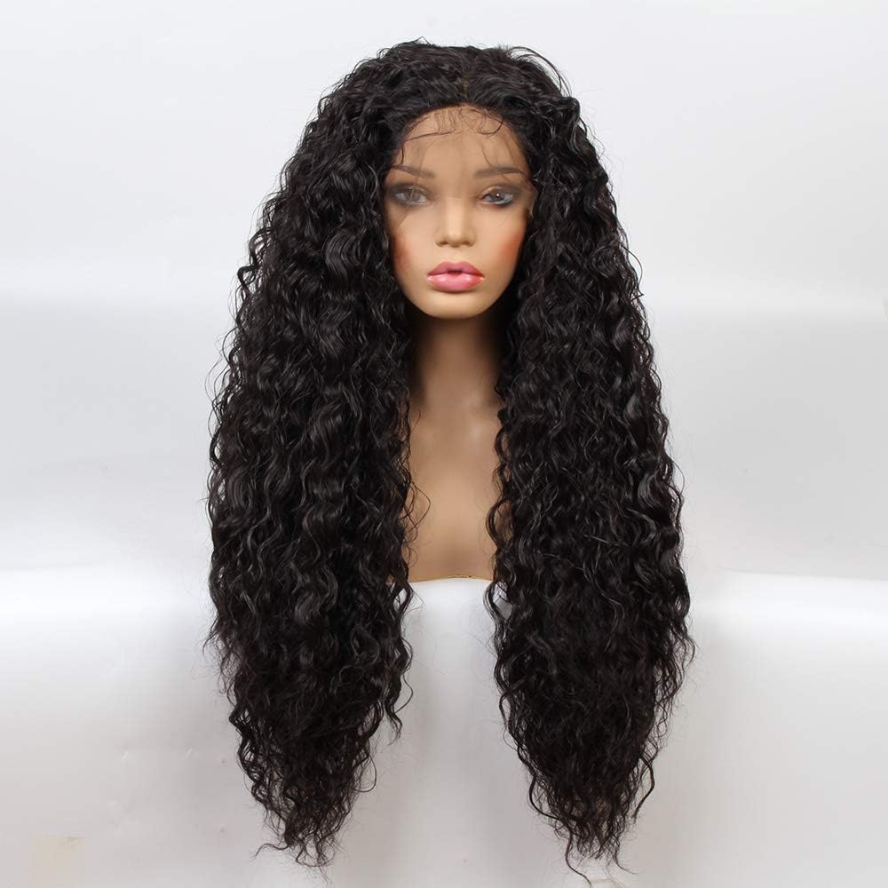 Life Diaries NEW STYLE Kanekalon Loose Curly Dark Brown High Density Heat Resistant Fiber Bleached Knot Glueless Large Part Space Synthetic Wig For Women 30 inch
