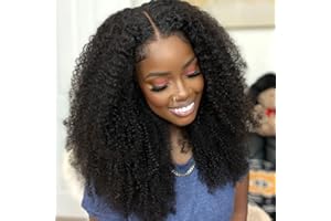 Ladoux Kinky Curly Lace Front Wig 13x6 HD Lace Front Kinky Curly Wig for Women 180% Density Pre Plucked With Baby Hair Afro Kinky Curly Human Hair Wig 20Inch Kinky Curly HD Lace Front wig