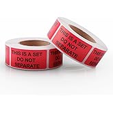 TK Thermal King, 2 Rolls/1000 Labels, 1" x 2" This is a Set Do Not Separate Labels, Red Self-Adhesive Packing Stickers for Shipping Bundle Sets (500 Labels/Roll)