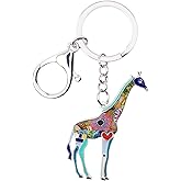 WEVENI Alloy Colorful Giraffe Keychain Accessories Enamel Jewelry Gifts For Women Girls Bag Car Wallet Charms