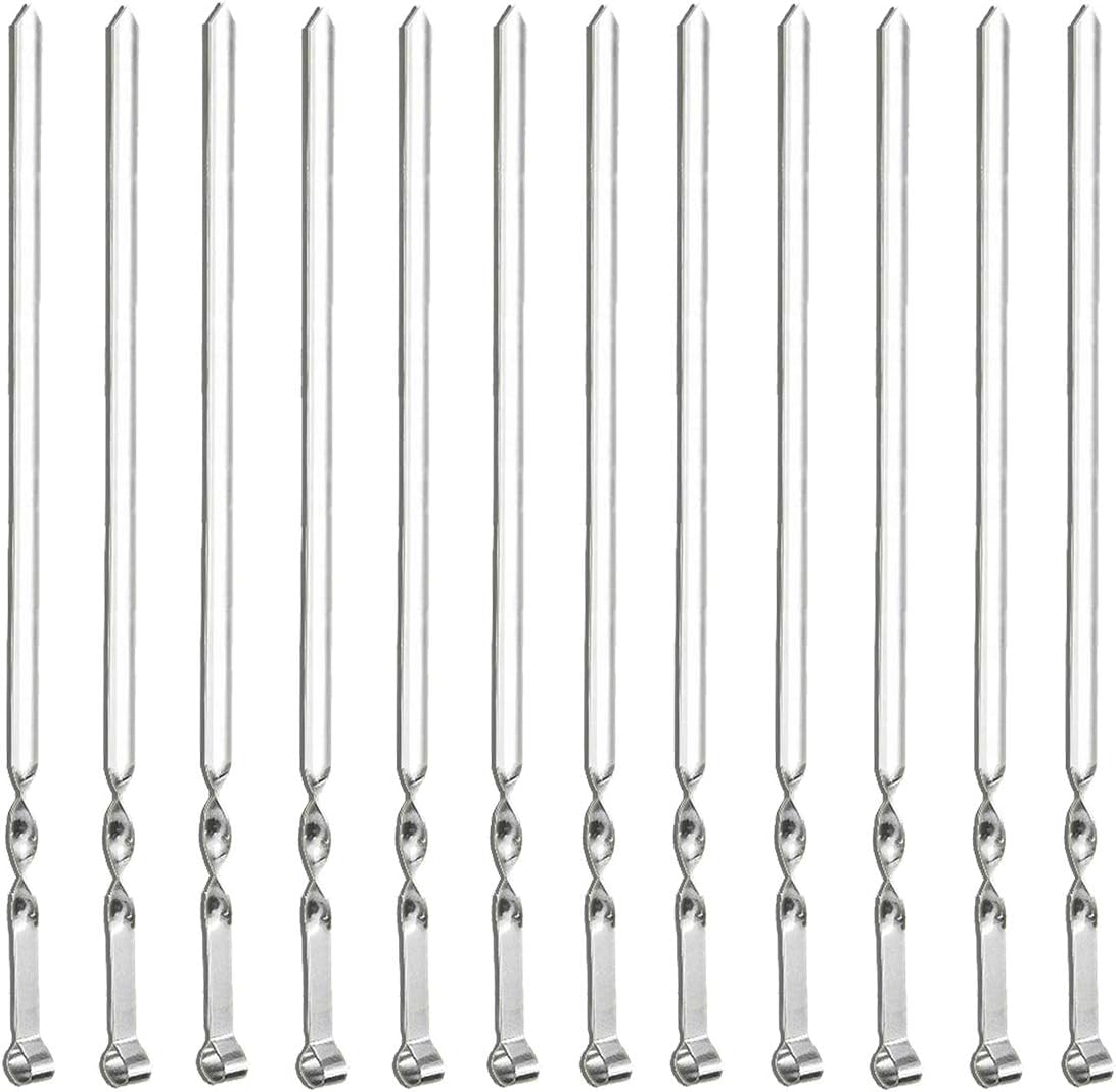 Antallcky 12 Pack Kabob Skewers BBQ Barbecue Skewers Stainless Steel Sticks Heavy Duty Large Wide Reusable with Nonslip Ring Handle Ideal for Shish Kebab Chicken Shrimp and Vegetables (16 inch)
