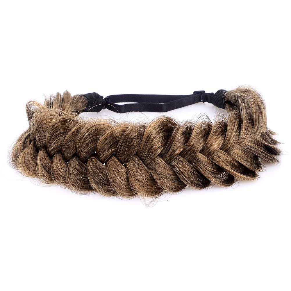 BOBIYA Messy Wide 2 Strand Synthetic Hair Braided Headband Classic Chunky Plaited Hair Headband (CLAYBANK) — image 1
