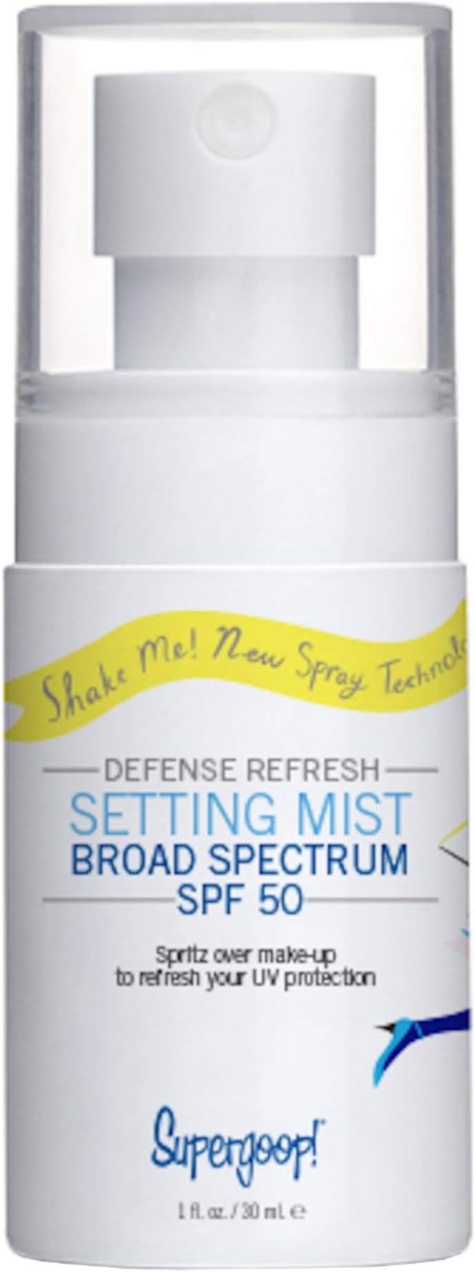 Supergoop! Defense Refresh (Re) setting Mist SPF 50, 1 fl oz - Makeup Setting Spray & Face Sunscreen for Sensitive Skin with Rosemary & Peppermint Extract; Light, refreshing scent