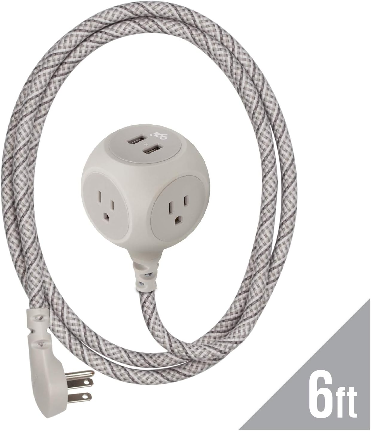 360 Electrical 360464 Habitat Braided Extension Cord with 2.4A Dual USB