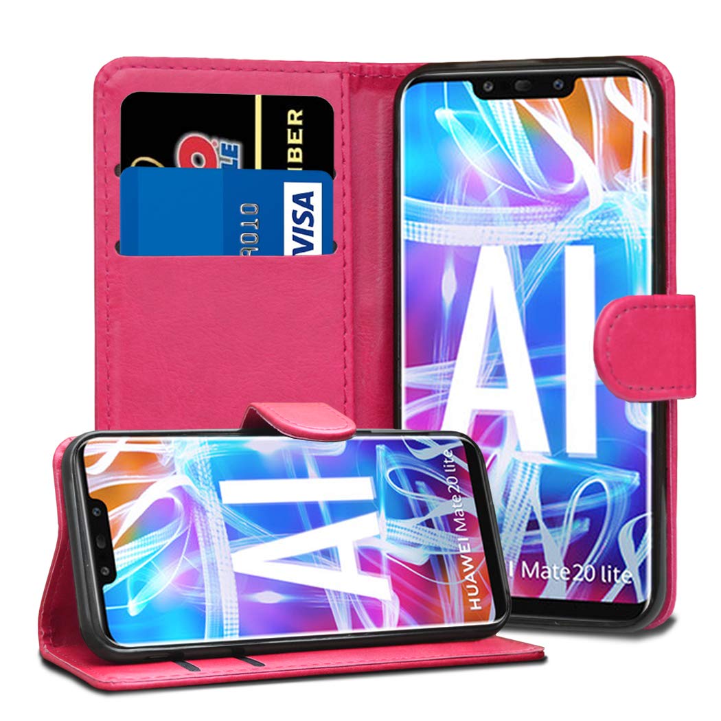 Compatible With Huawei Mate 20 Lite Cases - Premium Wallet Leather Flip Case Cover For Huawei Mate 20 Lite [Card Holder] [Magnetic Closure] (Pink)