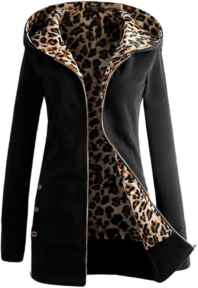 Hooded Padded Leopard Print Sweater Padded Jacket Winter Women's