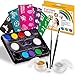 Face painting kits. Free 40 Stencils Included. Use for Body Painting, Birthday, Halloween ,fan Sports or Kids Makeup Parties.Our Face Paint Kit Contain Palette 8 Colors, Glitter,Brushes & Sponges