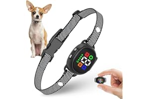 RICIVI Bark Collar for Small Dogs, No Shock Barking Collar with 1-7 Adjustable Sensitivities, Beep & Vibration Only, Rechargeable Bark Collars, IP67 Waterproof - Effective & Humane, Elegant Black