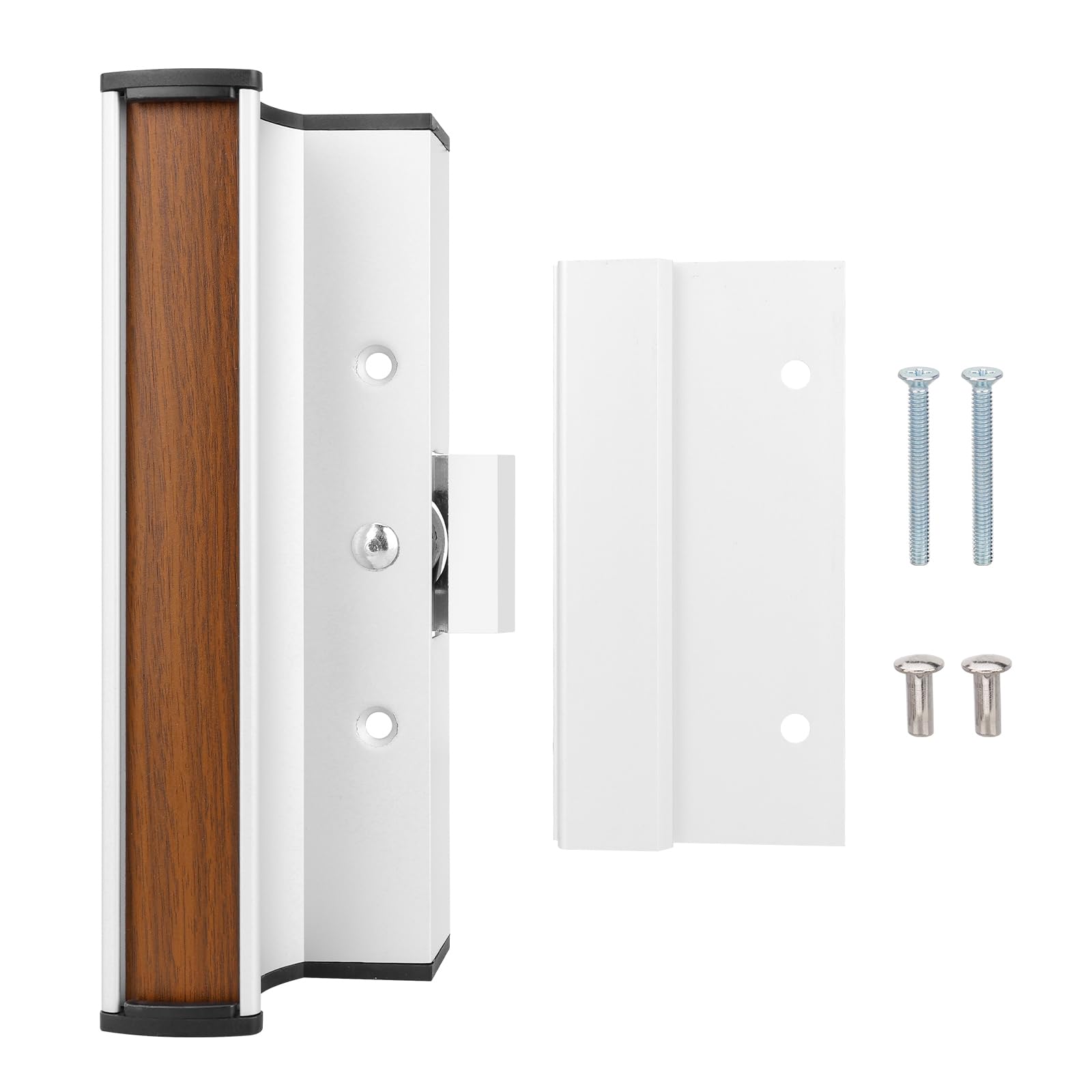 Photo 1 of Baomain 3" Center Sliding Door Handle Set, Surface Mount Clamp Latch Replacement for Patio Glass Doors, Aluminum Mill Finish Inside Handle & Outside Pull