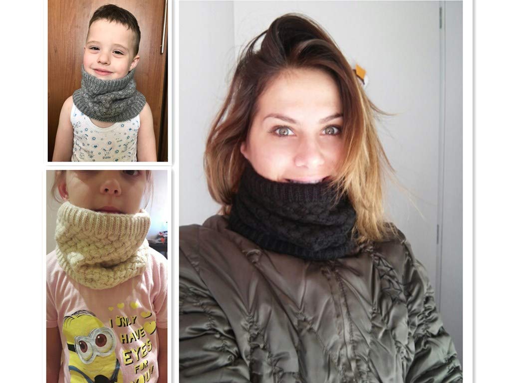 Infinity Scarf Flowomen Winter Double-Layer Soft Fleece Lined Thick Knit Neck Warmer Circle Scarves for Women Men (Black)