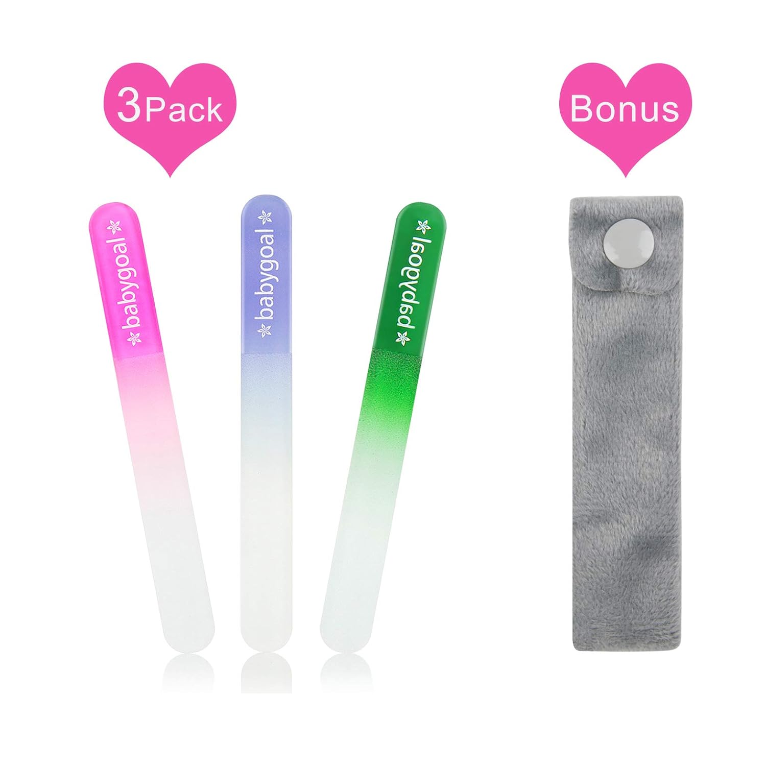 Newborn Baby Nail File 3 Pack with a Pouch, Emery Board