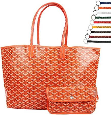 Fashion Shopping PU Tote Bag, Designer Shoulder Handbags with Key Ring (Large, Orange)
