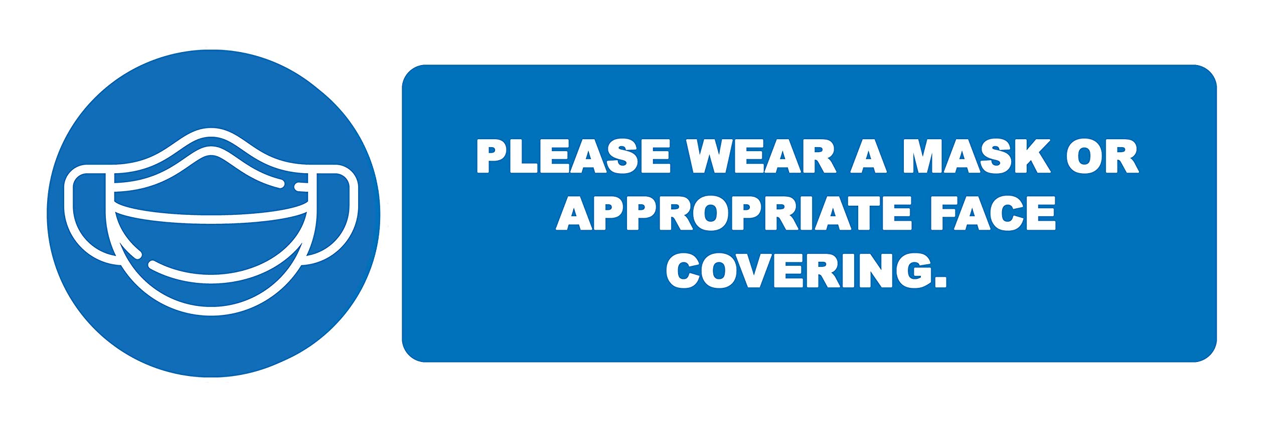 2 x please wear a face covering - social distancing vertical safety sign self adhesive vinyl weather proof label sticker - 225mm x 106mm - (M08)