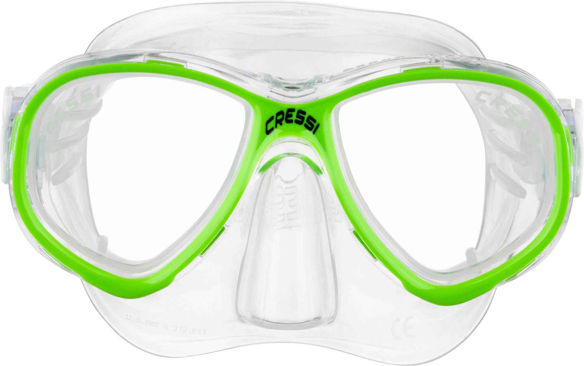 Cressi Perla Jr Snorkelling & Apnea Maske, Transparent/Lime, Einheitsgröße, Junior Unisex