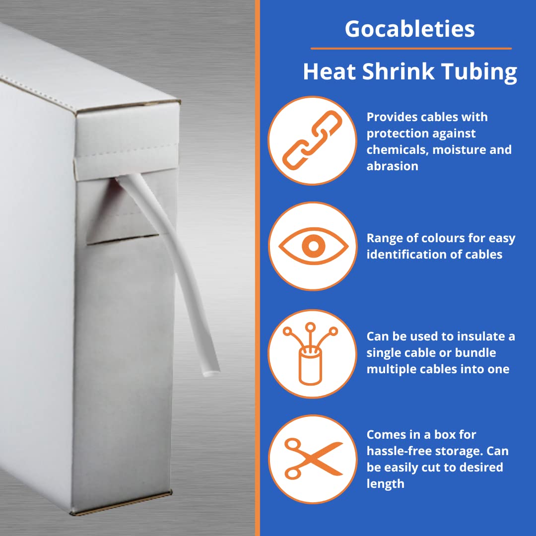 Gocableties 2.4mm x 11m – Clear, 2:1 Ratio, Flexible Cable Sleeving – Flame Retardant Heat Shrink Tubing Mini Reel, for Electrical Insulation, Repairs, Wire & Connector Wrap