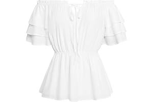 Scarlet Darkness Women Renaissance Pirate Shirt Off Shoulder Blouse Ruffled Sleeve Tops