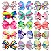 Habibee 15 Pcs 6 Inch Grosgrain Ribbon Toddlers Baby Girls Hair Bows Rainbow Bow Hair Accessories Alligator Hair Clips for Girls