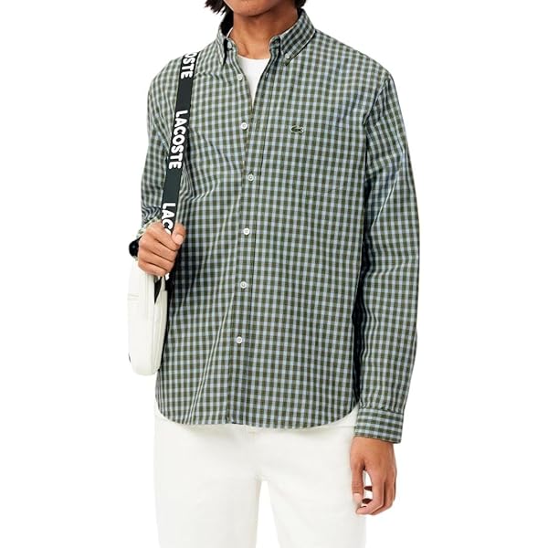 Amazon.com: Lacoste Men's Check Print Stretch Shirt, Rill