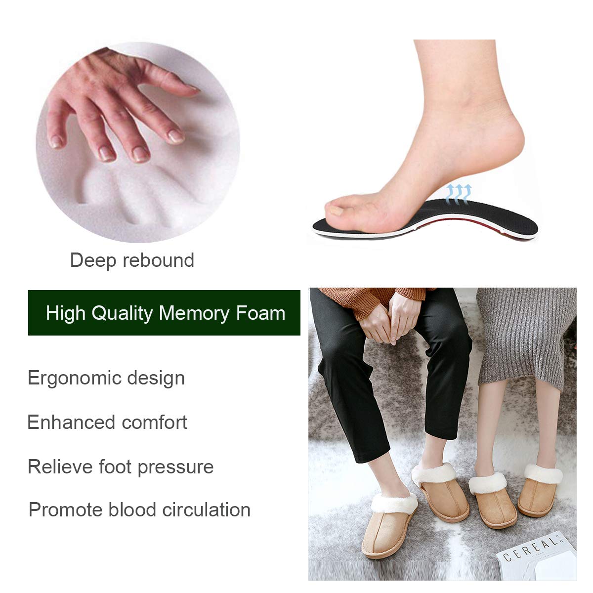 TUONROAD Herren Damen Hausschuhe Winter Plüsch Warm Pantoffeln Freizeit Anti-Skid Home Schuhe 40/41 EU, Braun