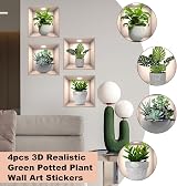 SwirlColor 3D Green Plant Wall Stickers 4Pcs Waterproof Self-Adhesive Decor view 4