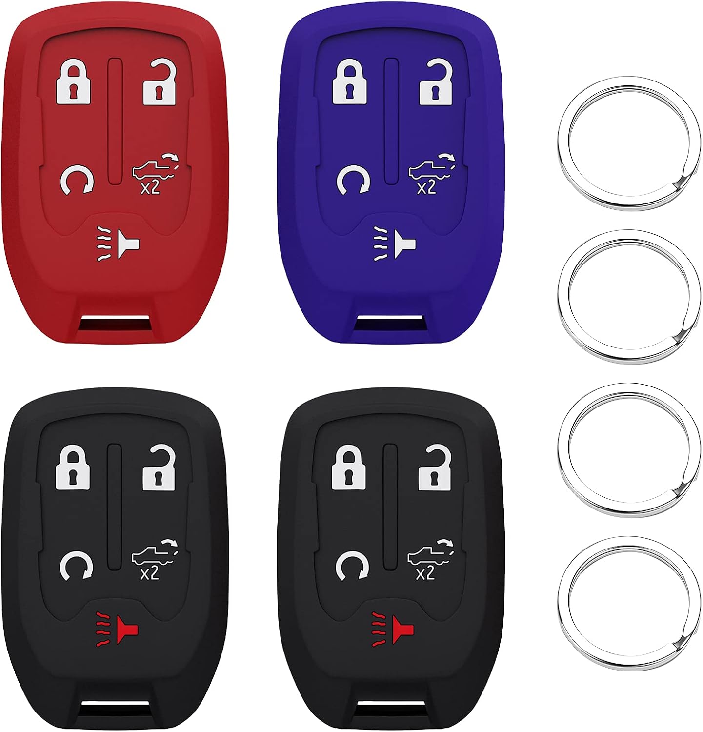 TRYAH 4 Pieces Silicone 5 Button Smart Key Fob Cover Case