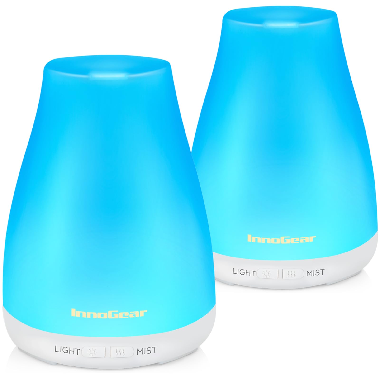 Photo 1 of InnoGear Essential Oil Diffuser, 2 Pack Premium 5-in-1 Aromatherapy Humidifiers Aroma Scent Air Defuser for Home Large Room Bedroom Desk Office 7 Color LED 2 Mist Mode Waterless Auto Off, Basic White