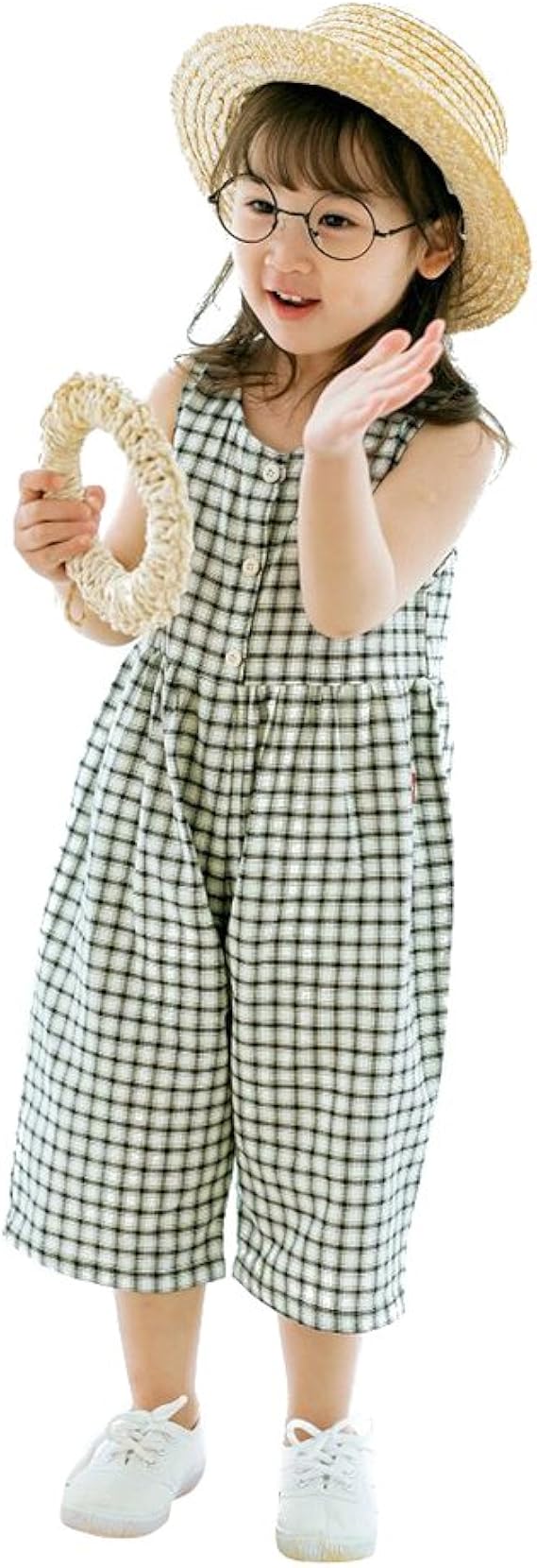 Amazon キッズ 女の子 サロペット チェック オールインワン オーバーオール セットアップ ゆったり 可愛い カジュアル 子供服 おしゃれ 110cm パンツ 通販