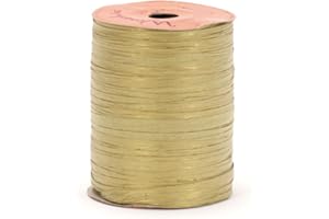 Berwick Offray Matte Holiday Gold Raffia Ribbon, 1/4'' Wide, 100 Yards, 7MM