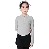 Phoeswan Grils Stand-up Collar Sweater with Zipper, Girls Ballet Long Sleeve Tops for Dance/Yoga/Gymnastics