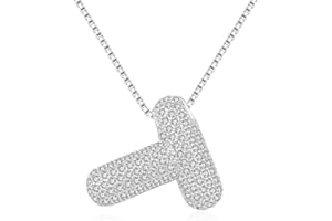 LIU JUN Bubble Letter Necklace Gold for Women, 14k Gold Plated Cubic Zirconia Bubble Initial Necklace, Charm Balloon Dainty Ininial Letter Pendant Necklace for Girls Jewelry Gifts