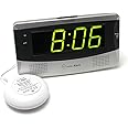 Sonic Alert Large Digital Clock, Loud Alarm Clock for Heavy Sleepers with Snooze, Full Range Brightness Dimmer, Outlet Powered Digital Clocks for Bedroom, Desk, Bedside, Shelf (gray) Silver