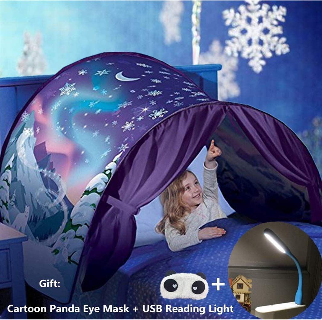 Bed Tents For Girls Boys,Pop Up Tents For Kids With Light,Kids Dream Bed Tent,Sleep Tent,Children's Playrooms,Christmas Birthday Gifts (Winter)