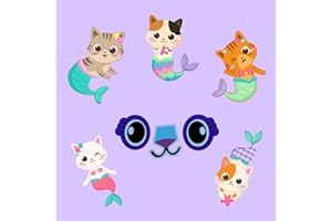 GOGREENWOVEN Mermaid Cat Birthday Party Decorations Kit - 8 Pcs Mermaid Cat Stickers with Adhesive Tape for Party, SUV, Garage Door, Archway, Home, Outdoor, Indoor
