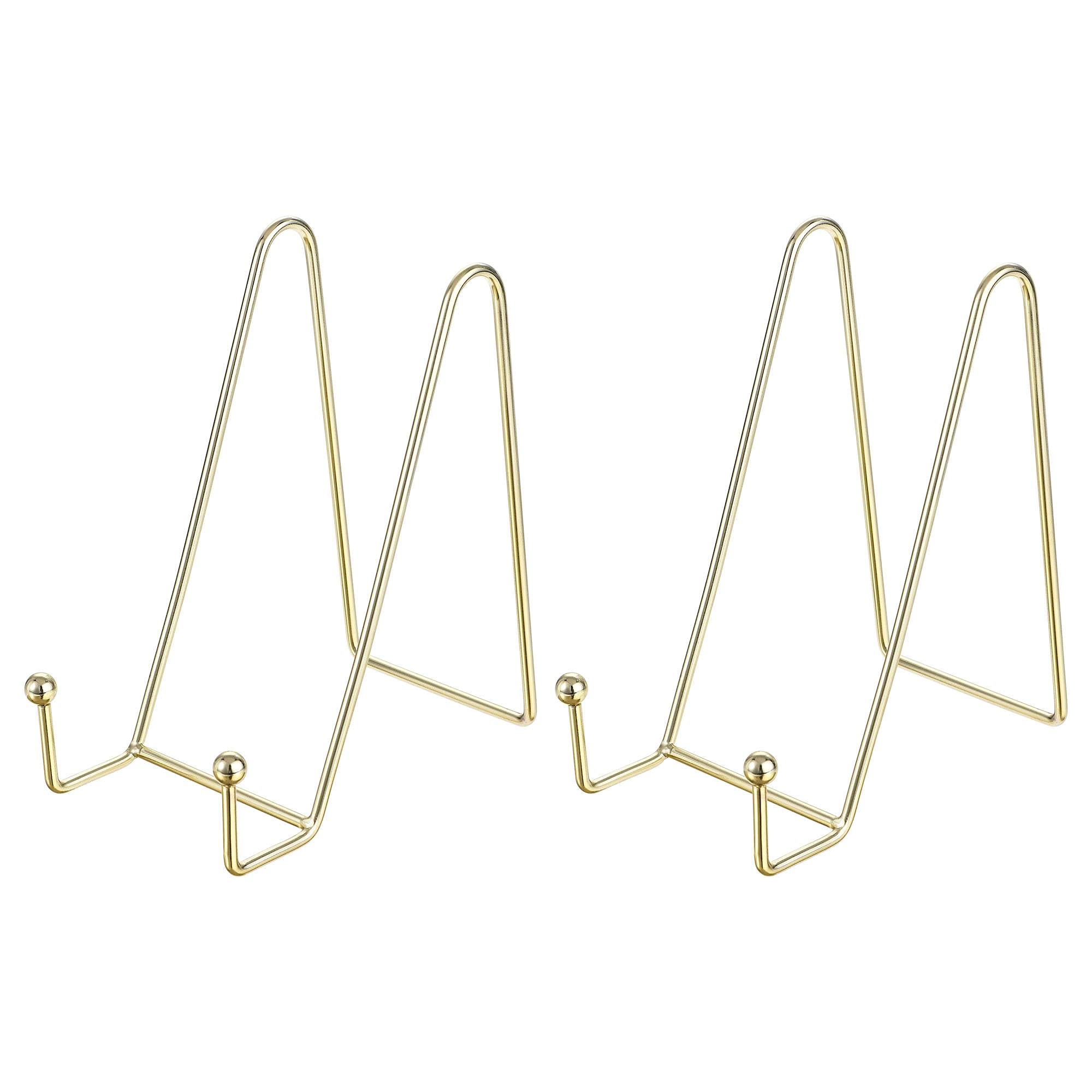 sourcing map Plate Stand, 3" Picture Frame Holder Stainless Steel Decorative Easel Display Stand 2pcs